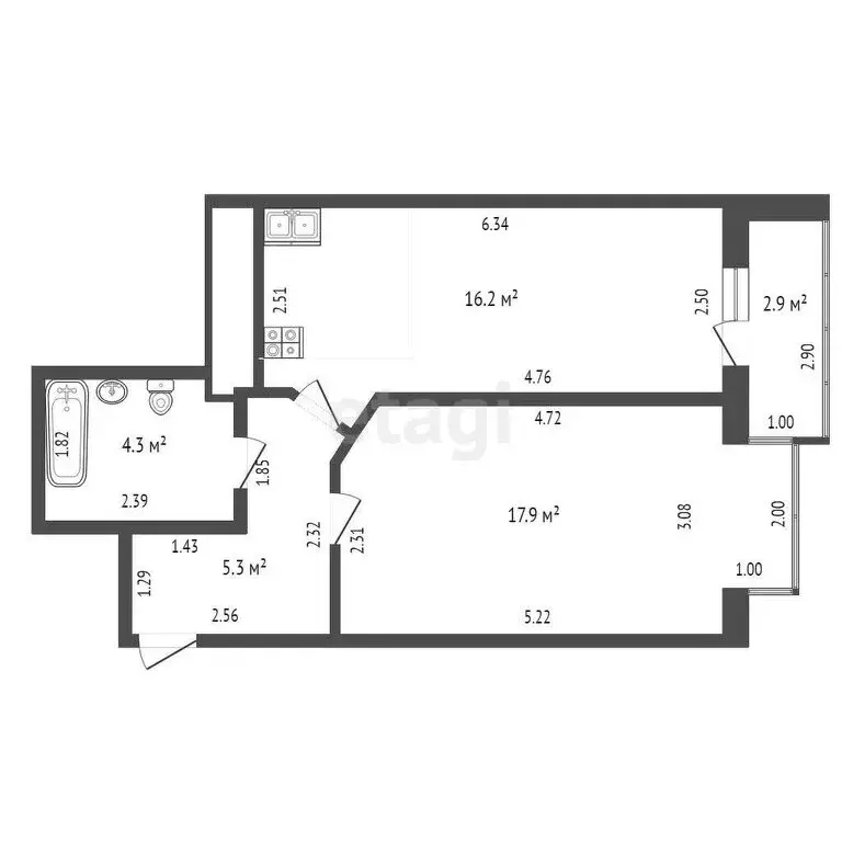 1-комнатная квартира: село Супсех, Советская улица, 44Б (47 м) - Фото 0