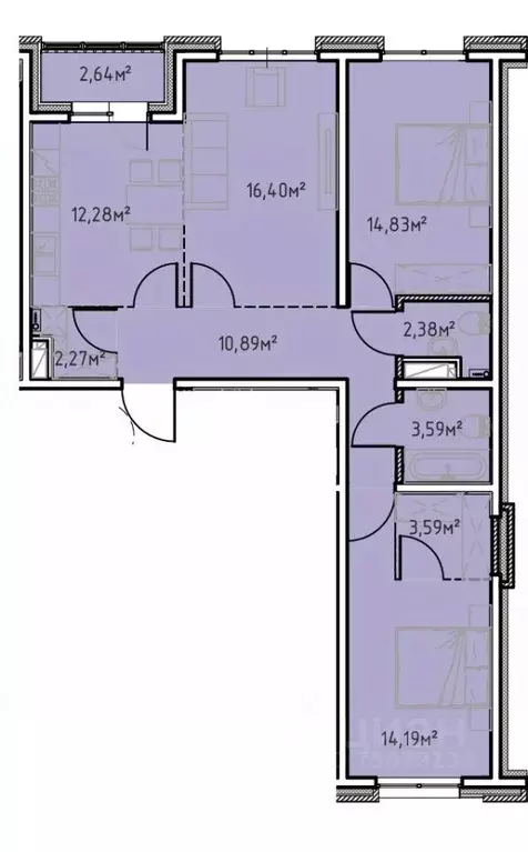 3-к кв. Иркутская область, Иркутск Иркутск-2 мкр, Зенит жилой комплекс ... - Фото 0