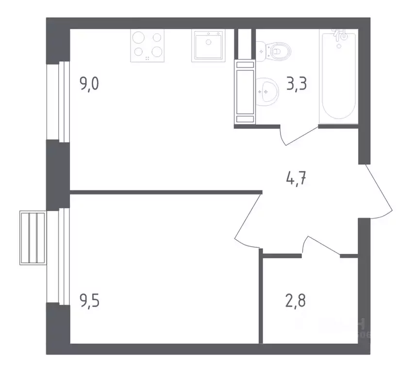 1-к кв. Москва Сосенское поселение, просп. Куприна, 30к2 (29.2 м) - Фото 1