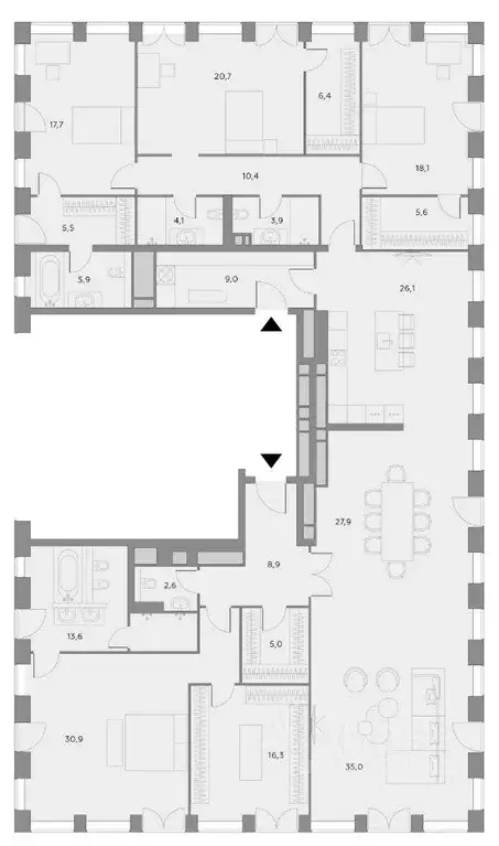 Квартира, 5 и более комнат, 273.6 м - Фото 2