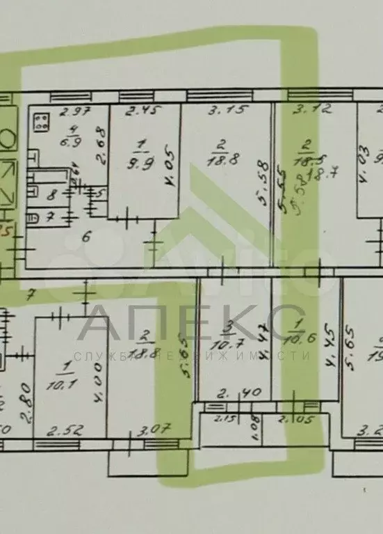 3-к. квартира, 57,5 м, 7/9 эт. - Фото 0