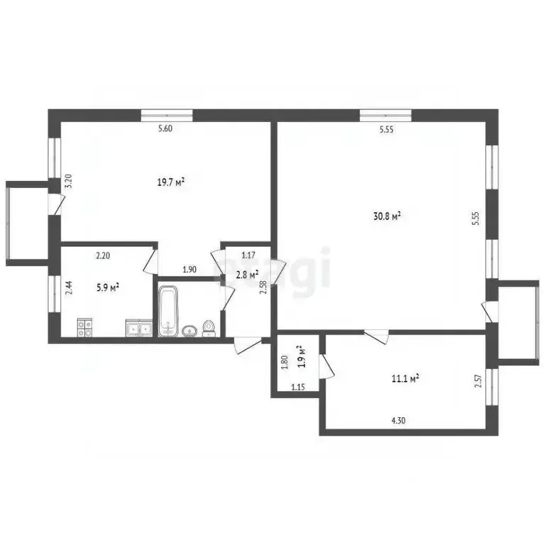 3-к кв. Тюменская область, Тюмень Киевская ул., 58 (72.6 м) - Фото 1