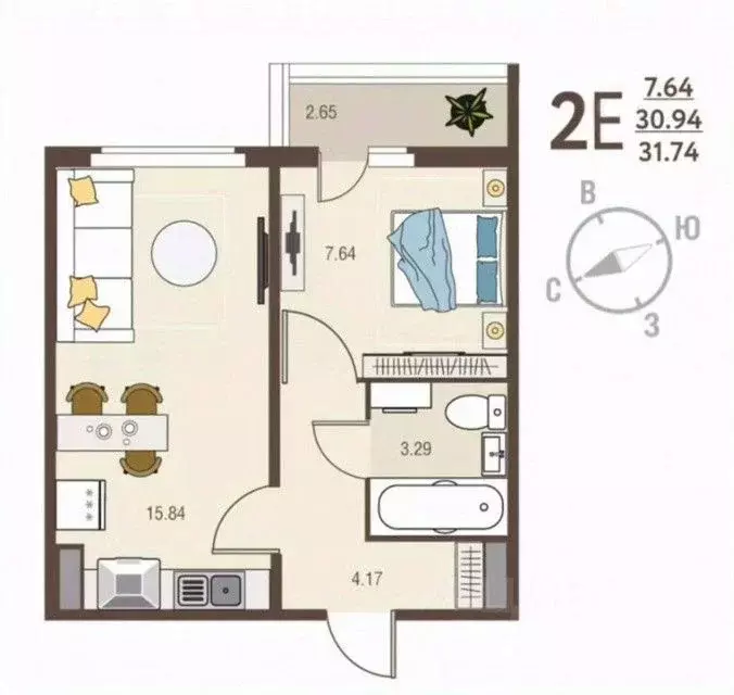 1-к кв. Курская область, Курск ул. Энгельса, 115/5 (31.74 м) - Фото 0