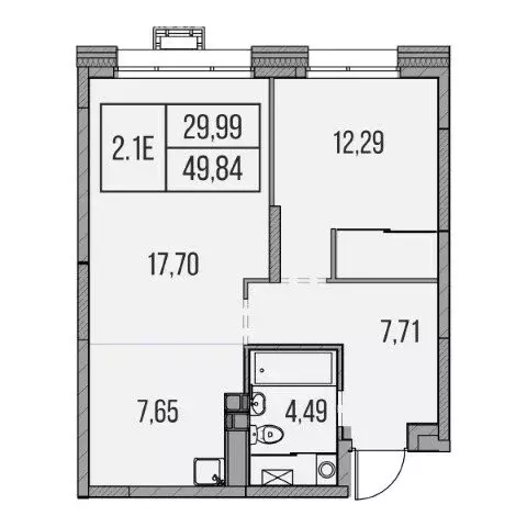 2-комнатная квартира: Казань, улица Ярышлар, 8 (49.84 м) - Фото 1
