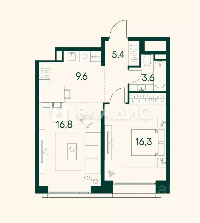 1-к кв. Москва наб. Покровская, 16 (51.6 м) - Фото 2