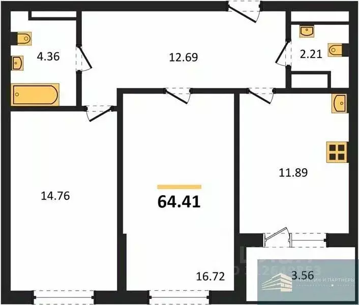 2-к кв. Воронежская область, Воронеж ул. Ломоносова, 116/2 (64.4 м) - Фото 0