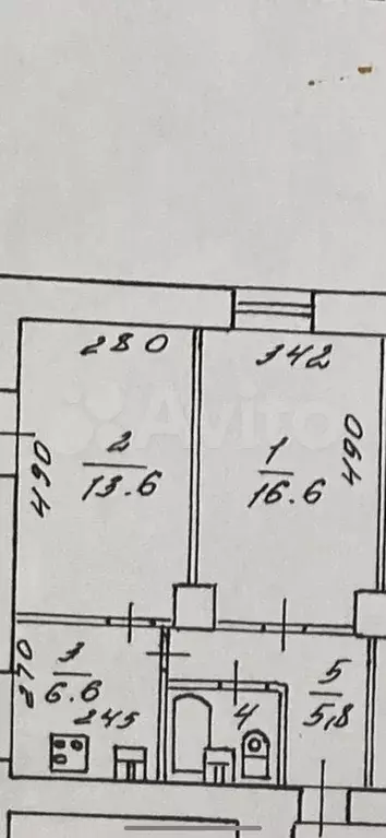 2-к. квартира, 46,4 м, 4/5 эт. - Фото 0