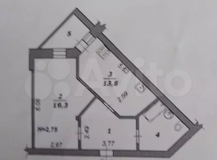 1-к. квартира, 49,8 м, 6/6 эт. - Фото 0