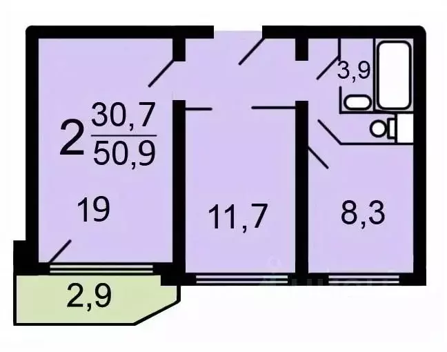 2-к кв. Москва Новокосинская ул., 10К2 (50.9 м) - Фото 2