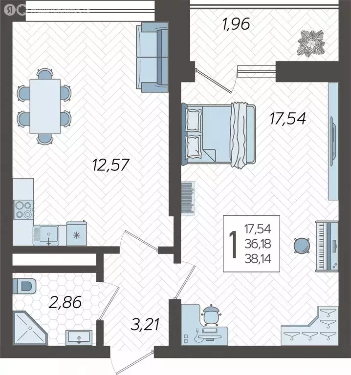 1-комнатная квартира: Сочи, жилой комплекс Кислород, 10 (38.14 м) - Фото 0