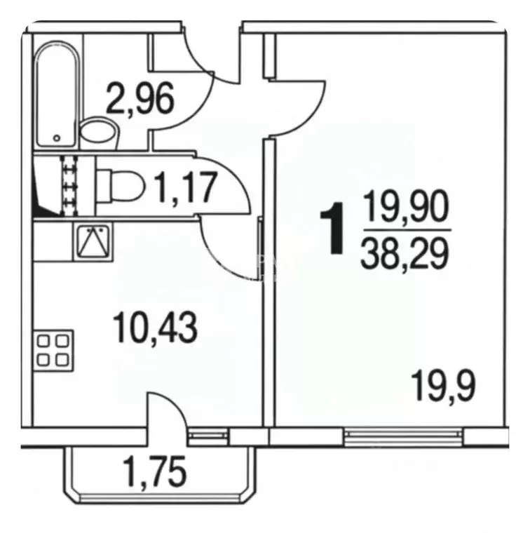 1-к кв. Москва Варшавское ш., 152К1 (38.3 м) - Фото 2