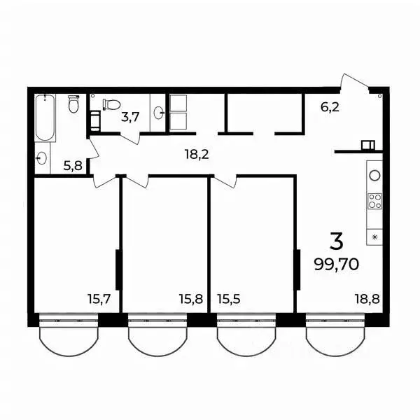 3-к кв. Нижегородская область, Нижний Новгород ул. Воровского, 8 (99.7 ... - Фото 1