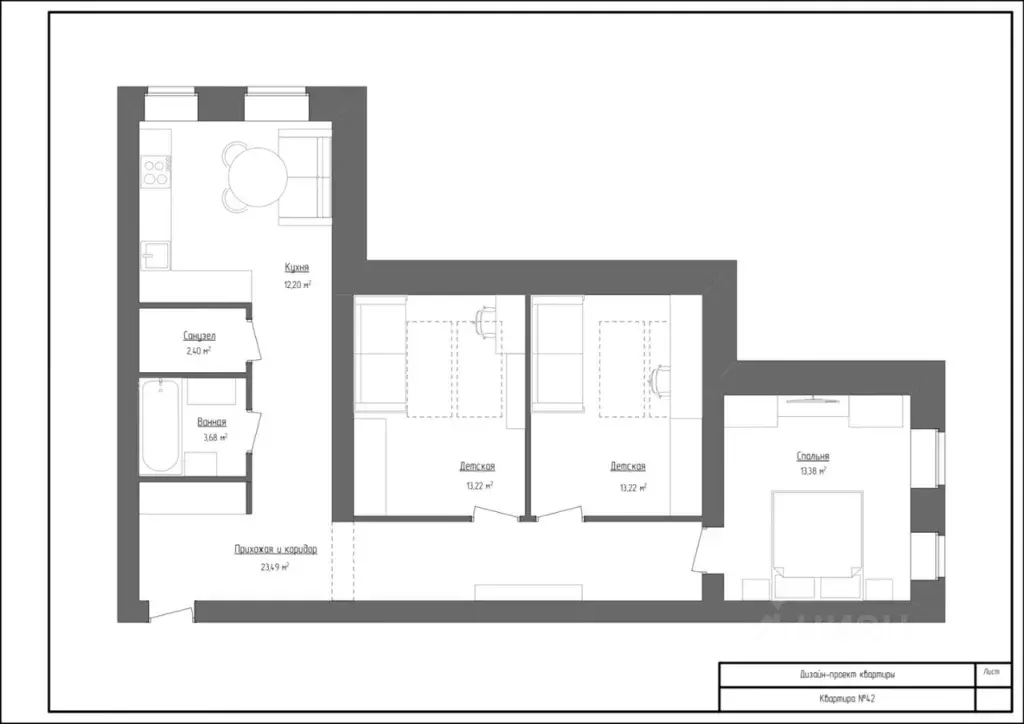 3-к кв. Вологодская область, Вологда Комсомольская ул., 35А (81.6 м) - Фото 2