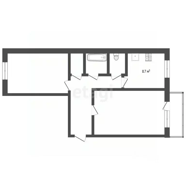 2-к кв. Тюменская область, Тюмень Ткацкий проезд, 20 (49.0 м) - Фото 2