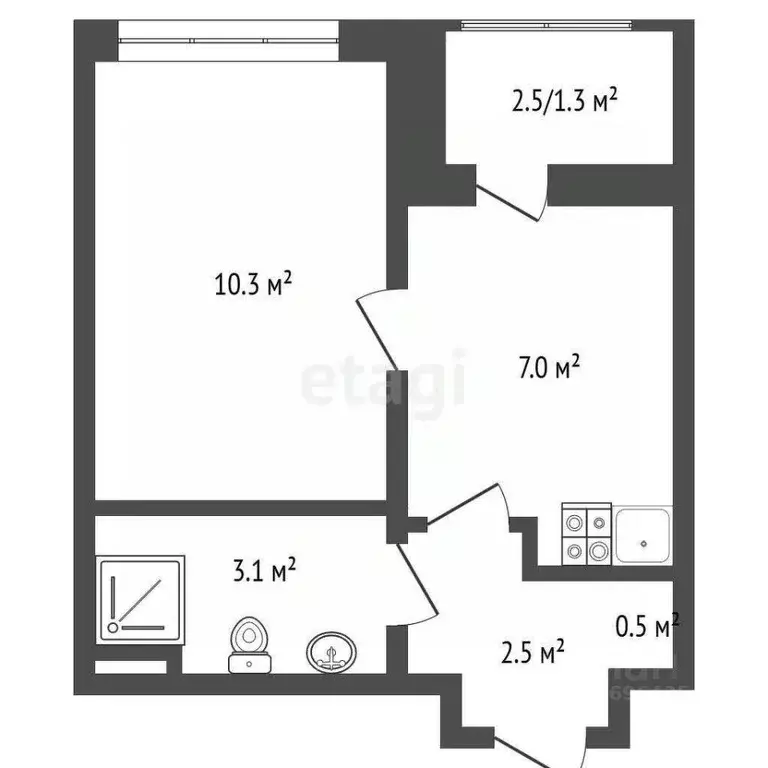 1-к кв. Московская область, Люберцы ул. Рождественская, 12 (23.1 м) - Фото 2