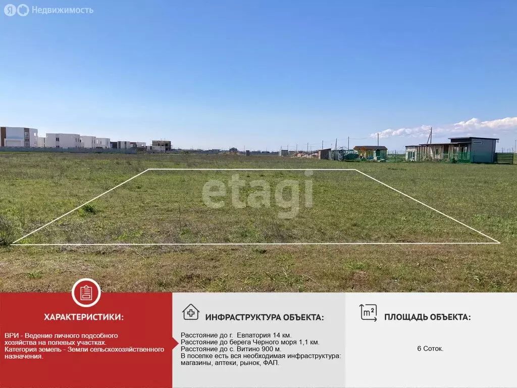 Участок в Сакский район, Молочненское сельское поселение, село Витино ... - Фото 2