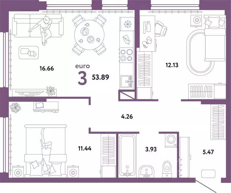 3-к кв. Свердловская область, Екатеринбург ул. Шефская, 22А (53.89 м) - Фото 1