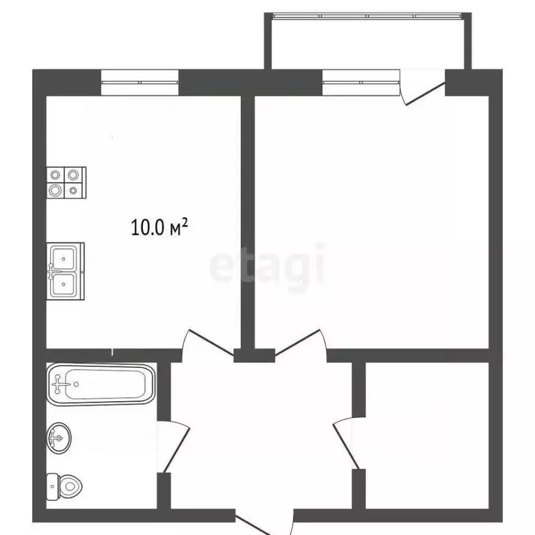 1-к кв. Нижегородская область, Навашино Почтовая ул., 3 (34.7 м) - Фото 1