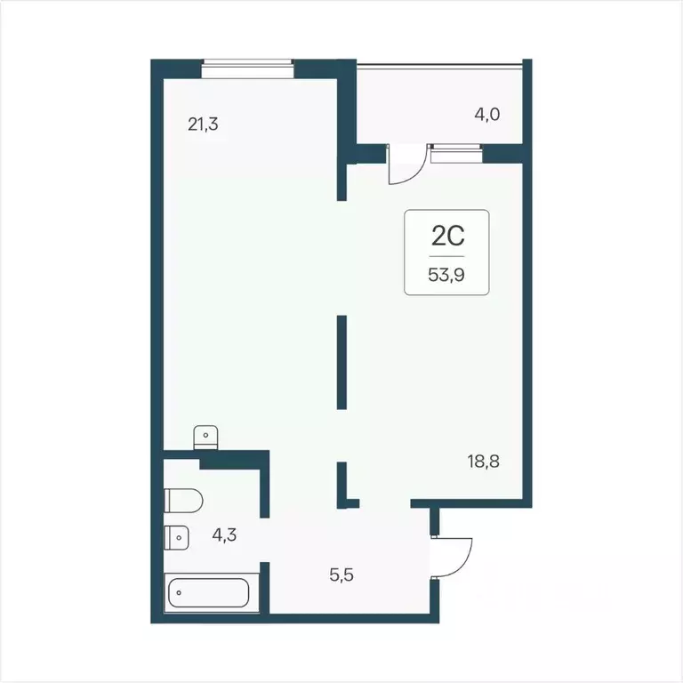 2-к кв. Новосибирская область, Новосибирск Кедровая ул., 80/3 (53.9 м) - Фото 0