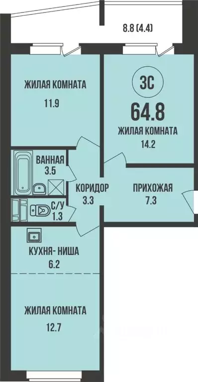 2-к кв. Новосибирская область, Новосибирск ул. Имени генерал-майора ... - Фото 0