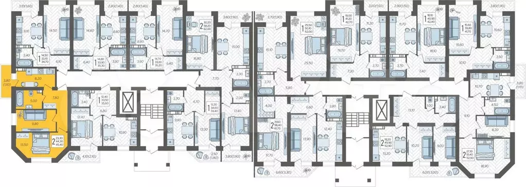 2-к. квартира, 45,4 м, 1/6 эт. - Фото 1