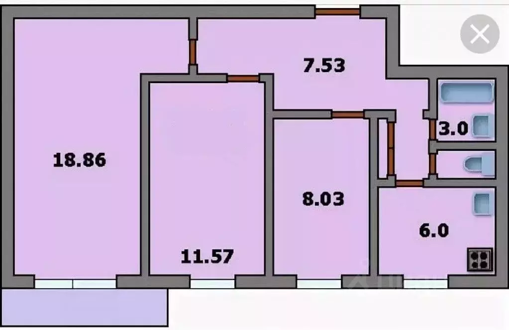 3-к кв. Москва ул. Народного Ополчения, 44к1 (58.2 м) - Фото 1