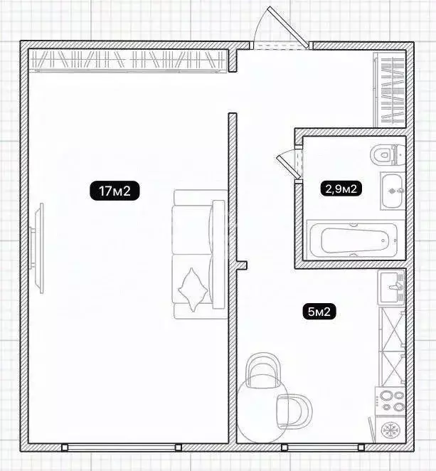 1-к кв. Омская область, Омск Парковый мкр, ул. Фугенфирова, 4 (29.3 м) - Фото 2