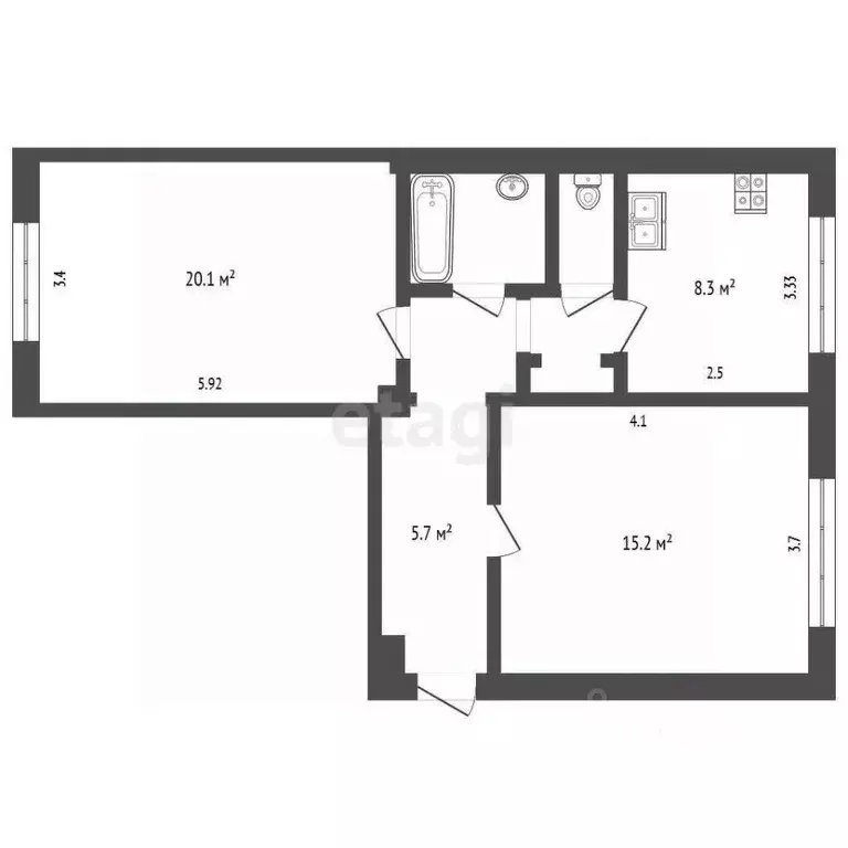 2-к кв. Вологодская область, Череповец ул. Металлургов, 35 (58.0 м) - Фото 2