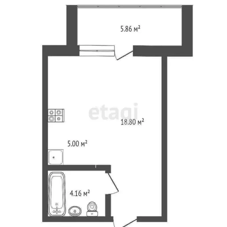 Квартира-студия: Стерлитамак, проспект Октября, 52 (23.6 м) - Фото 0