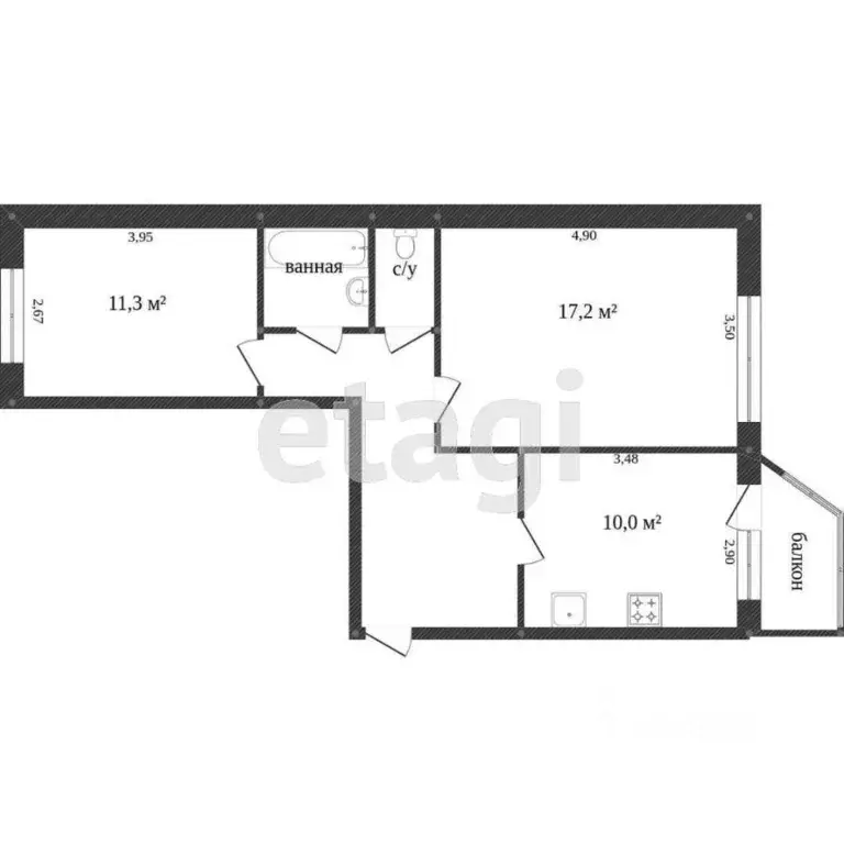 2-к кв. Ханты-Мансийский АО, Сургутский район, Федоровский городское ... - Фото 1