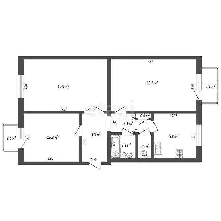 3-комнатная квартира: Самара, Куйбышевский район, улица Нефтяников, ... - Фото 1