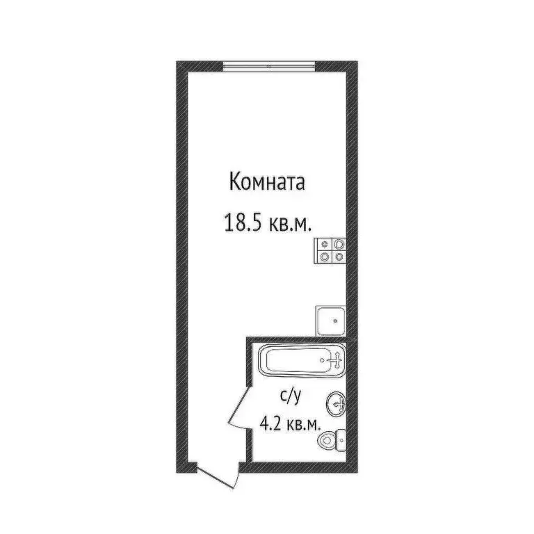 Квартира-студия: посёлок Российский, улица Бигдая, 8 (22.5 м) - Фото 2