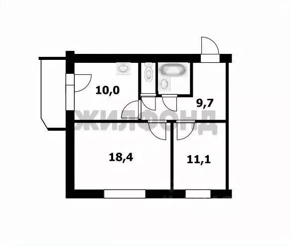 Квартира, 2 комнаты, 52.8 м - Фото 0