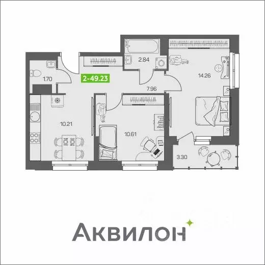 2-к кв. Архангельская область, Архангельск ул. Валявкина, 28 (49.23 м) - Фото 0