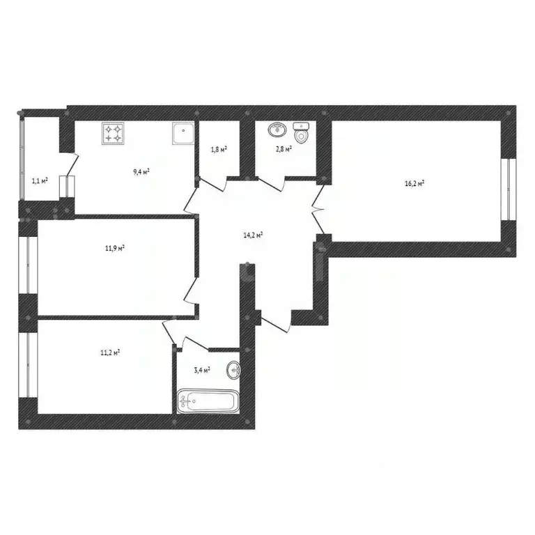 3-к кв. Башкортостан, Уфа ул. Гази Загитова, 9 (71.0 м) - Фото 2