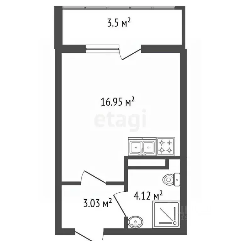 Студия Ленинградская область, Мурино Всеволожский район, просп. ... - Фото 2