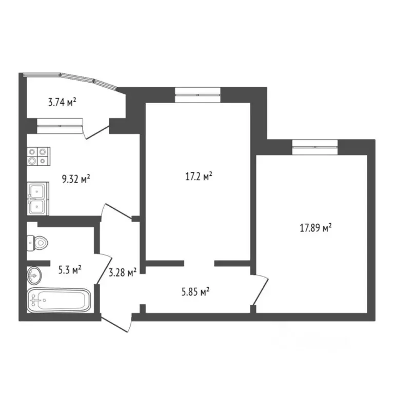 2-к кв. Тюменская область, Тюмень ул. Павла Шарова, 7к2 (58.7 м) - Фото 2