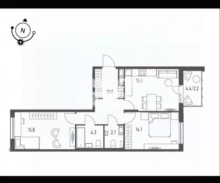 2-к кв. Омская область, Омск Зеленая река мкр, 11 (65.0 м) - Фото 1
