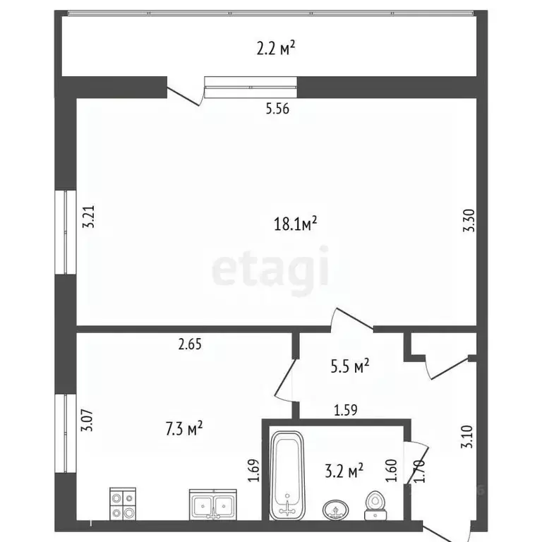 1-к кв. Калининградская область, Калининград ул. Космонавта Леонова, ... - Фото 1