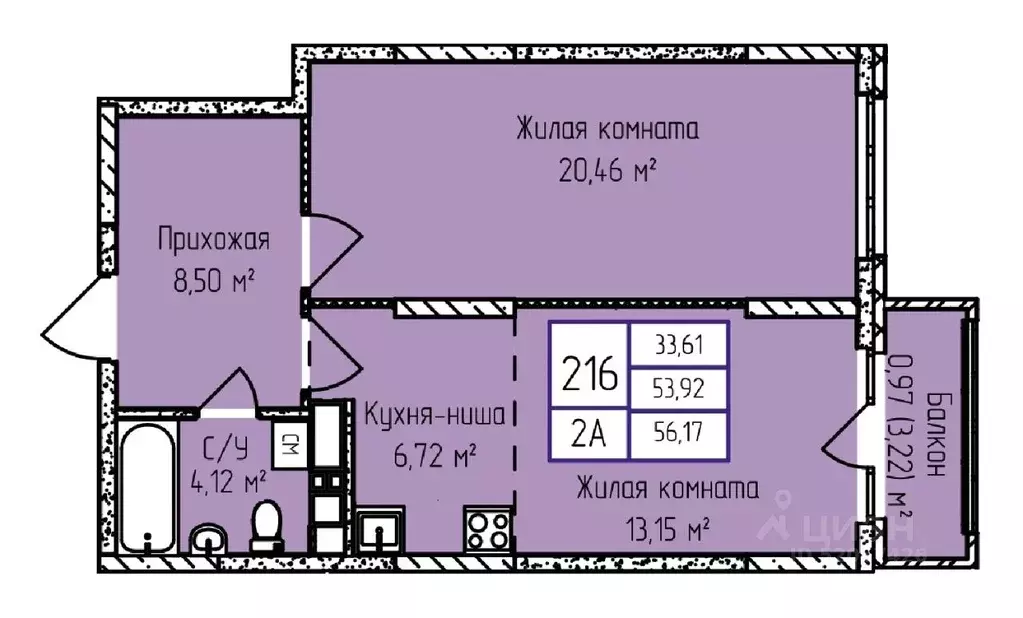 2-к кв. Удмуртия, Ижевск ул. Героя России Ильфата Закирова, 20А (56.33 ... - Фото 0