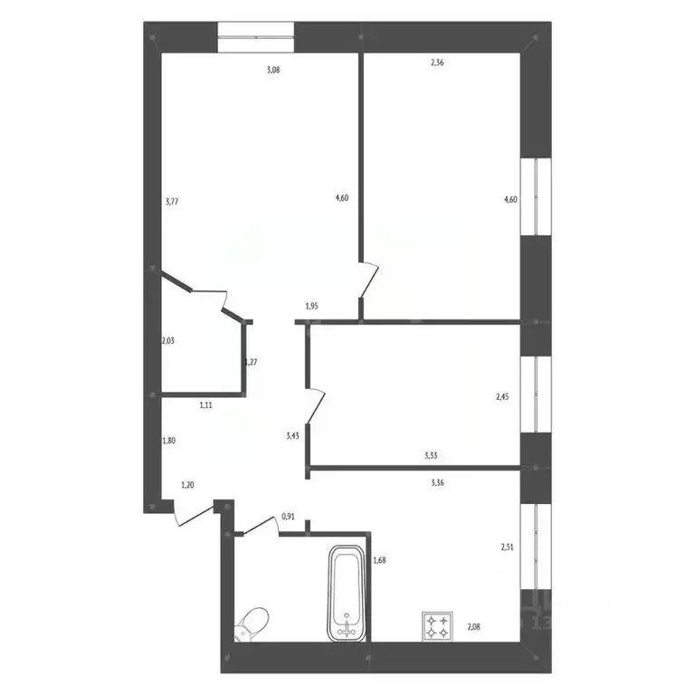 3-к кв. Амурская область, Белогорск Томский пер., 9 (50.0 м) - Фото 2