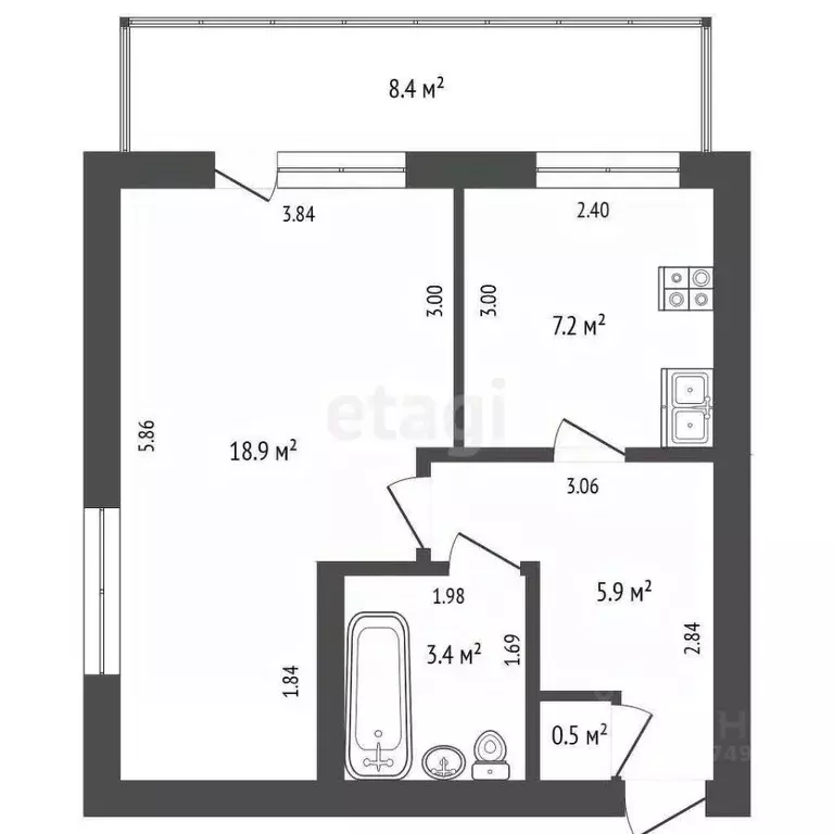 1-к кв. Калужская область, Кременки г. Жуковский муниципальный округ, ... - Фото 2