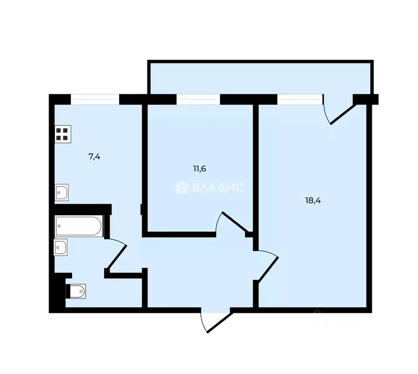 2-к кв. Липецкая область, Липецк ул. Циолковского, 43 (50.0 м) - Фото 2