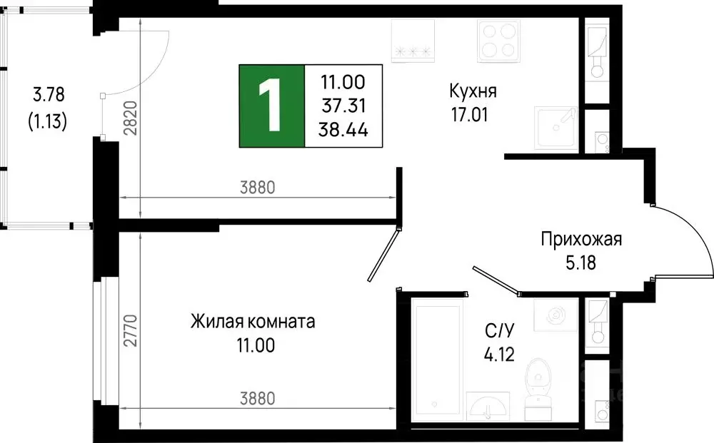 1-к кв. Ленинградская область, Всеволожский район, Свердловское ... - Фото 1