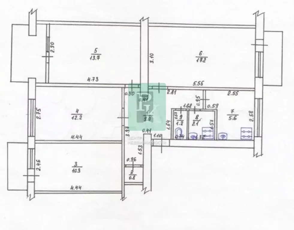 4-к. квартира, 72,7 м, 4/5 эт. - Фото 0