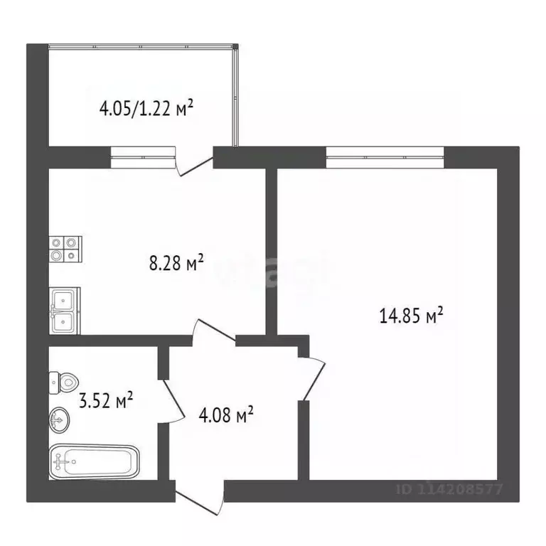 1-к кв. Воронежская область, Борисоглебск Аэродромная ул., 18Г (30.73 ... - Фото 2