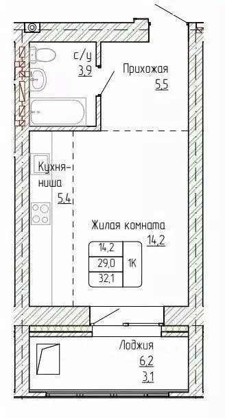 1-к кв. Алтайский край, Новоалтайск ул. Титова, 6 (32.1 м) - Фото 0