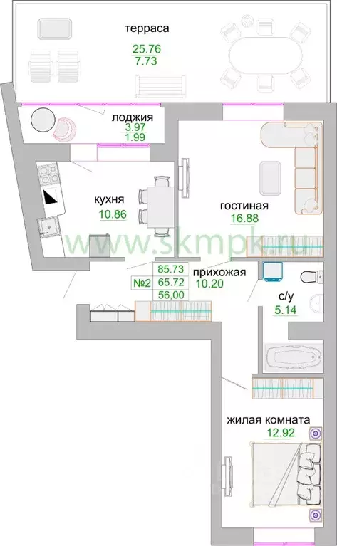 2-к кв. Калининградская область, Зеленоградск ул. Тургенева, 16А (67.0 ... - Фото 0