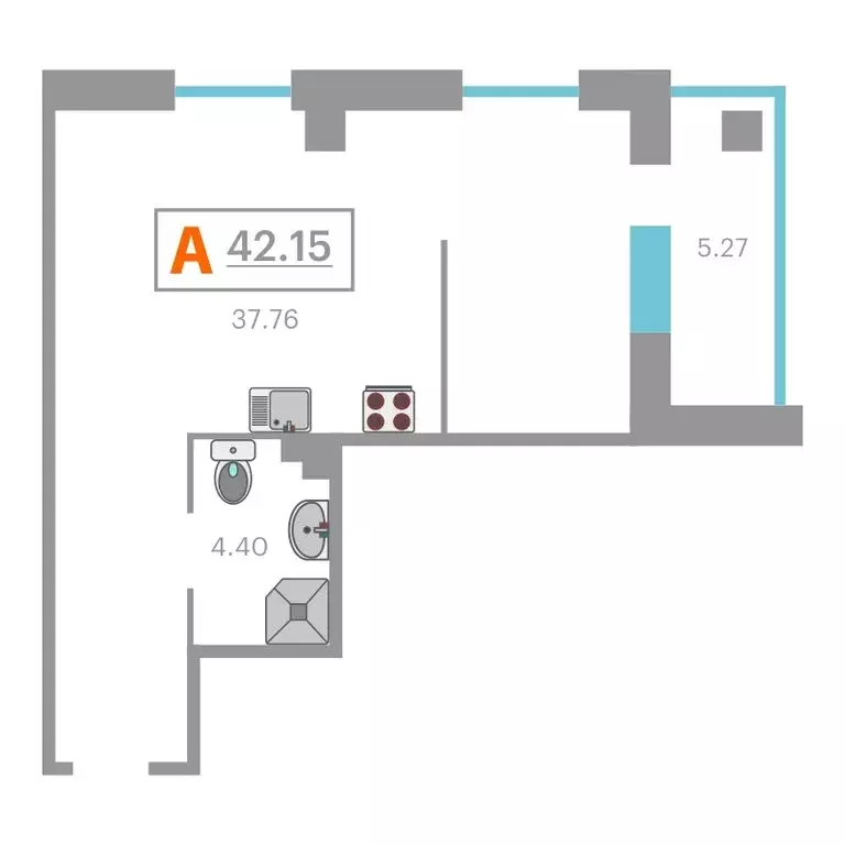 Квартира-студия: Тюмень, улица Сакко, 24 (41.2 м) - Фото 1