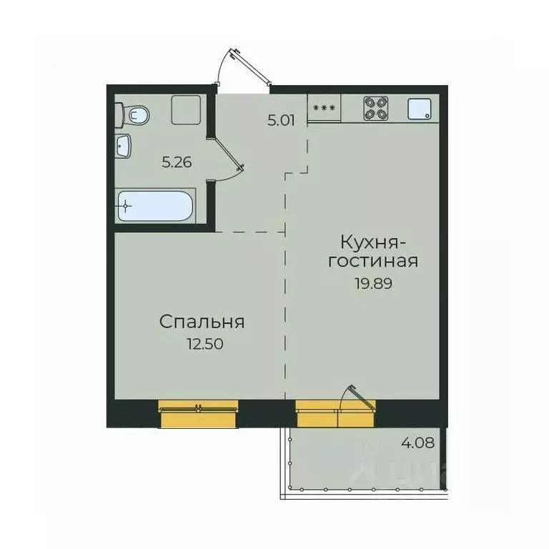 1-к кв. Иркутская область, Иркутск ул. Пискунова, 134А (46.74 м) - Фото 1